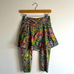Rejane Monetti Women's Modest Skirted Crop Leggings Colorful Abstract Small